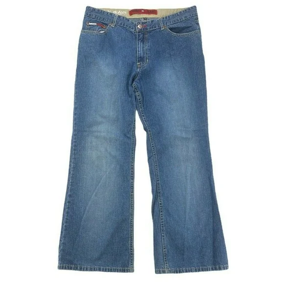 Vintage Jeans Tommy Hilfiger Mens 34x30 Blue Denim Pants Medium Wash Bootcut - Picture 1 of 11